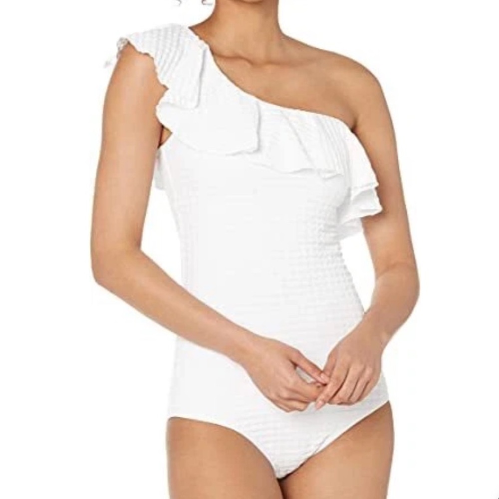 Shoshanna One Shoulder Ruffle One Piece